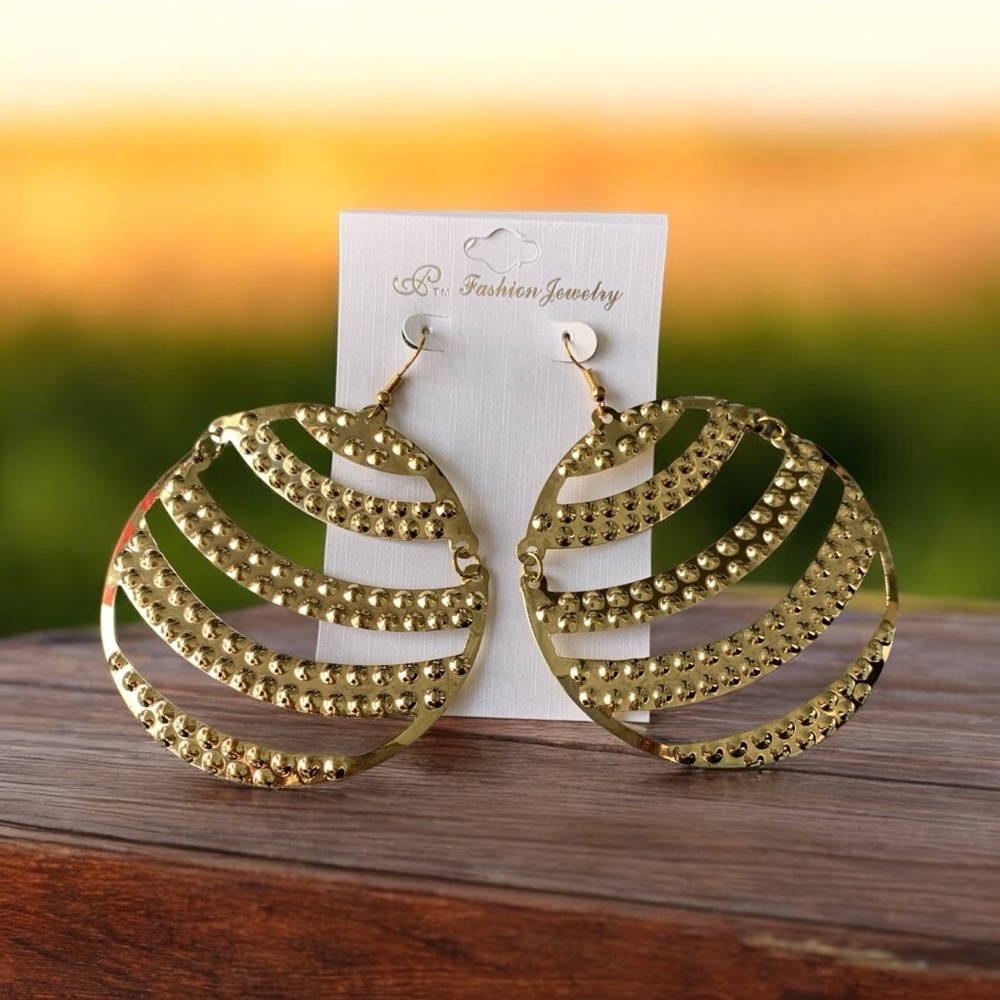 Gold Tone Articulated Earrings
